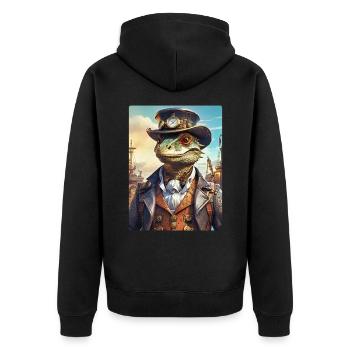 Steampunk Dino 1.18 - Unisex Premium Organic Zip Hoodie - black - Back - Nico (187cm)