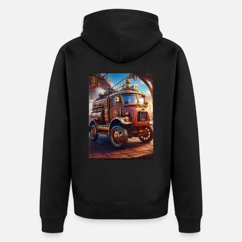 Camion de pompiers steampunk 1.5 - Veste à capuche bio Premium Unisexe - noir