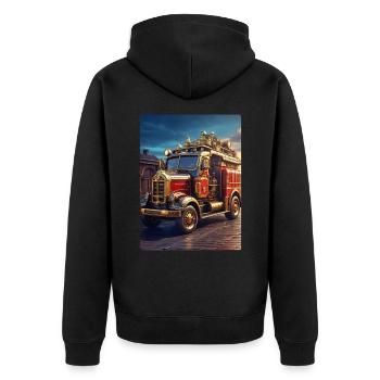 Steampunk Fire Truck 1.16 - Unisex Premium Bio Zip Hoodie - Schwarz - Hinten - Nico (187cm)