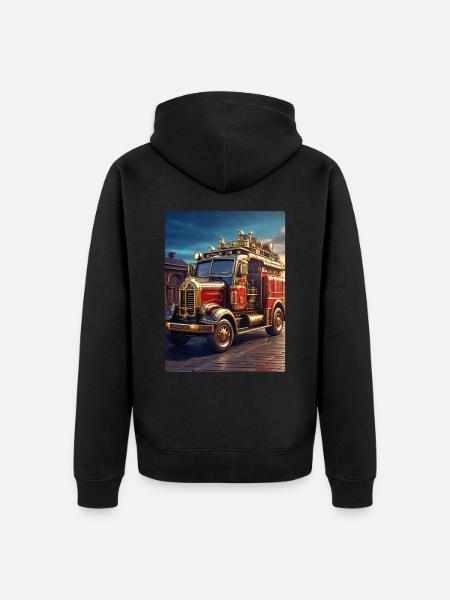 Steampunk Fire Truck 1.16 - Unisex Premium Organic Zip Hoodie - black
