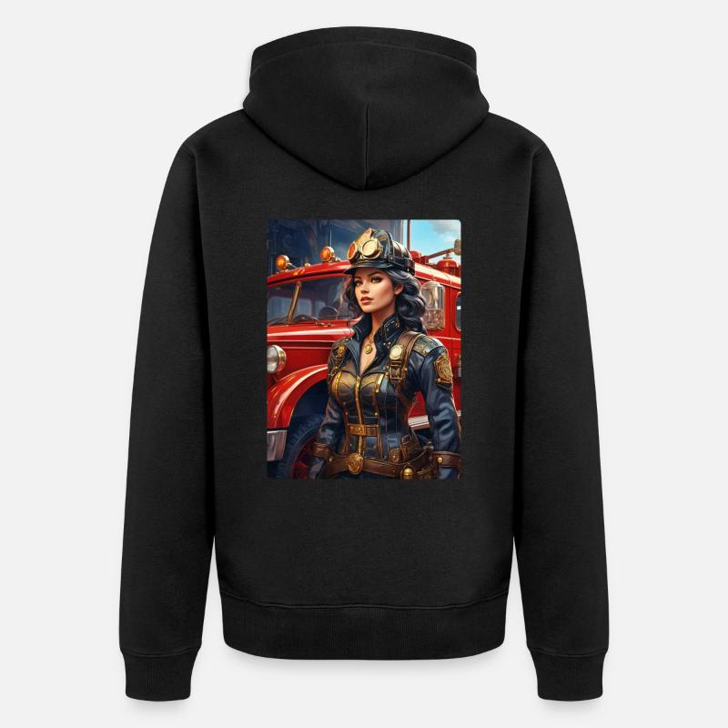 Femme pompier steampunk 1.5 - Veste à capuche bio Premium Unisexe - noir