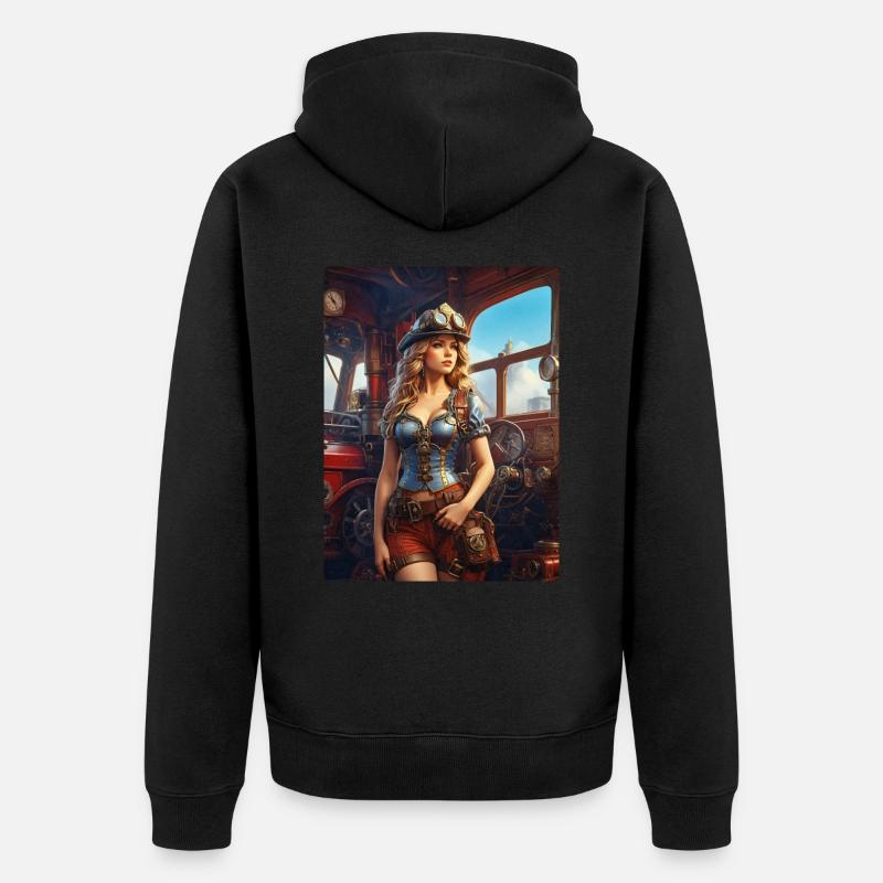 Femme pompier steampunk 1.6 - Veste à capuche bio Premium Unisexe - noir