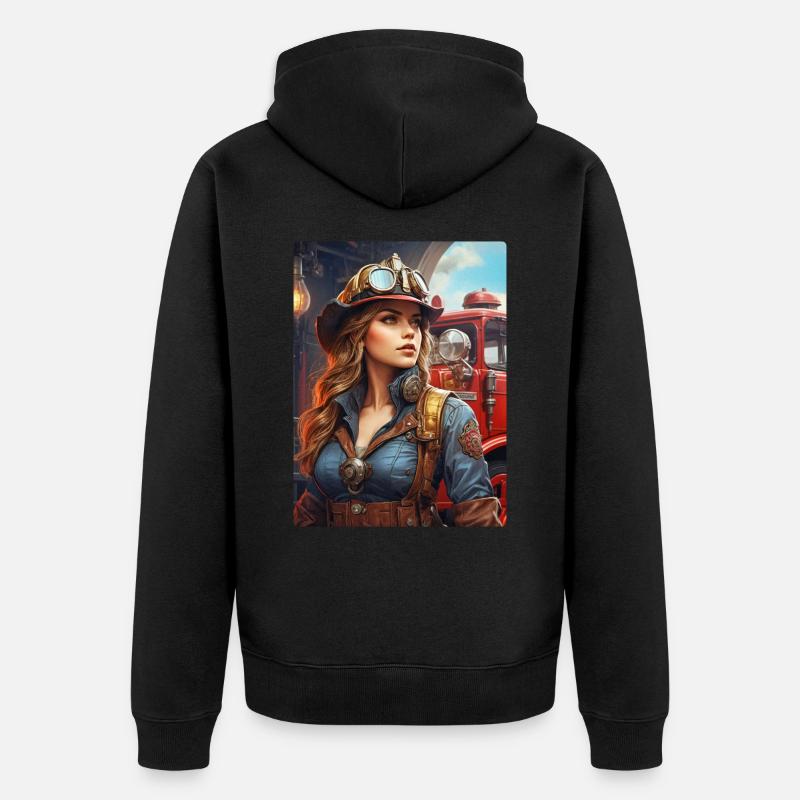 Femme pompier steampunk 1.8 - Veste à capuche bio Premium Unisexe - noir