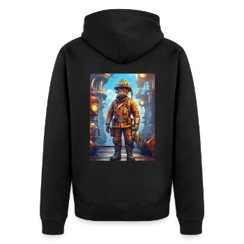 Steampunk Firefighter Man 1.11 - Unisex Premium Organic Zip Hoodie - black - Back - Nico (187cm)
