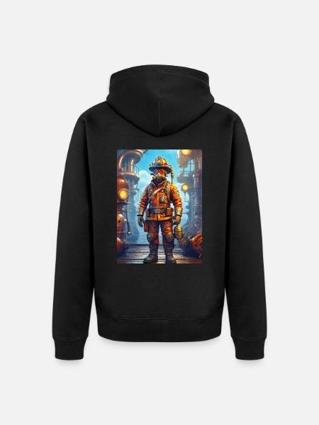 Steampunk Firefighter Man 1.11 - Unisex Premium Organic Zip Hoodie - black