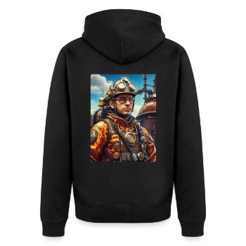 Homme pompier steampunk 1.9 - Veste à capuche bio Premium Unisexe - noir - Dos - Nico (187cm)