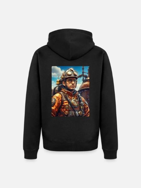 Steampunk Firefighter Man 1.9 - Unisex Premium Organic Zip Hoodie - black