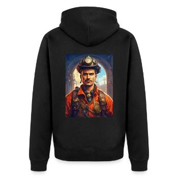 Steampunk Firefighter Man 1.4 - Unisex Premium Organic Zip Hoodie - black - Back - Nico (187cm)