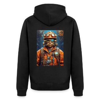 Steampunk Firefighter Man 1.13 - Unisex Premium Organic Zip Hoodie - black - Back - Nico (187cm)