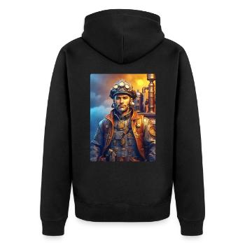 Steampunk Firefighter Man 1.3 - Unisex Premium Organic Zip Hoodie - black - Back - Nico (187cm)