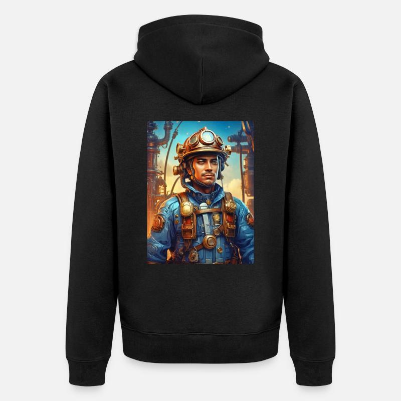 Homme de pompier steampunk 1.5 - Veste à capuche bio Premium Unisexe - noir