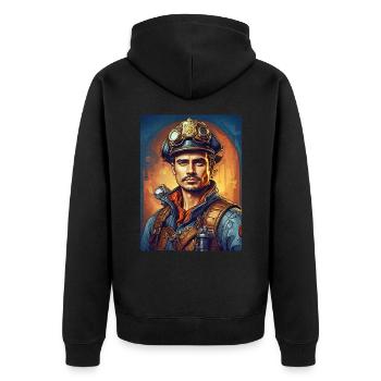 Homme pompier steampunk 1.33 - Veste à capuche bio Premium Unisexe - noir - Dos - Nico (187cm)