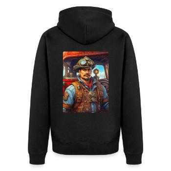 Steampunk Firefighter Man 1.21 - Unisex Premium Organic Zip Hoodie - black - Back - Nico (187cm)