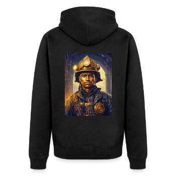 Steampunk Firefighter Man 1.30 - Unisex Premium Organic Zip Hoodie - black - Back - Nico (187cm)