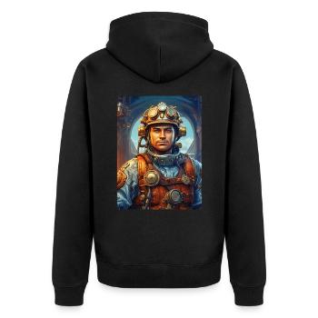 Steampunk Firefighter Man 1.25 - Unisex Premium Organic Zip Hoodie - black - Back - Nico (187cm)