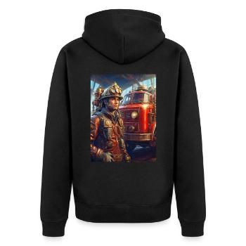 Steampunk Firefighter Man 1.27 - Unisex Premium Organic Zip Hoodie - black - Back - Nico (187cm)