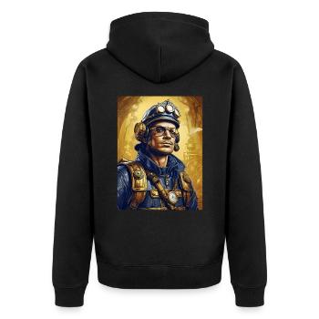 Steampunk Firefighter Man 1.14 - Unisex Premium Organic Zip Hoodie - black - Back - Nico (187cm)