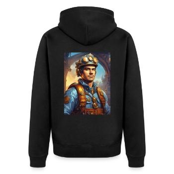 Steampunk Firefighter Man 1.17 - Unisex Premium Organic Zip Hoodie - black - Back - Nico (187cm)