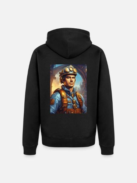 Steampunk Firefighter Man 1.17 - Unisex Premium Organic Zip Hoodie - black