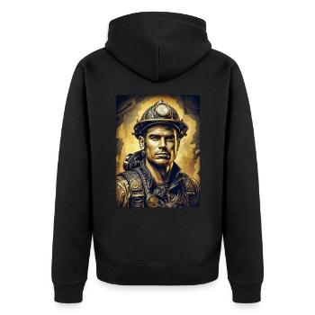 Steampunk Firefighter Man 1.31 - Unisex Premium Organic Zip Hoodie - black - Back - Nico (187cm)