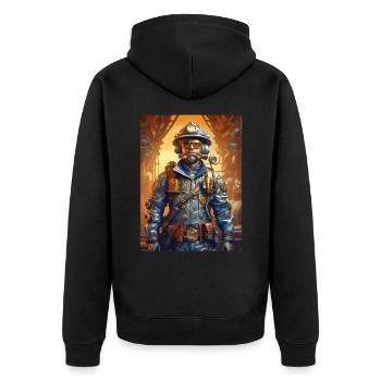 Steampunk Firefighter Man 1.20 - Unisex Premium Organic Zip Hoodie - black - Back - Nico (187cm)