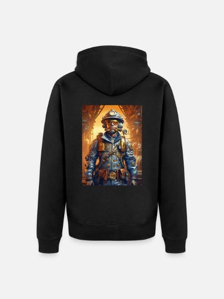 Steampunk Firefighter Man 1.20 - Unisex Premium Organic Zip Hoodie - black