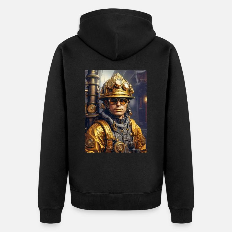 Homme pompier steampunk 1.24 - Veste à capuche bio Premium Unisexe - noir