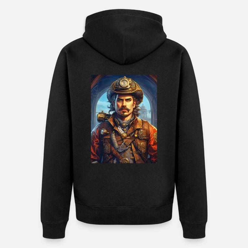 Homme pompier steampunk 1.22 - Veste à capuche bio Premium Unisexe - noir