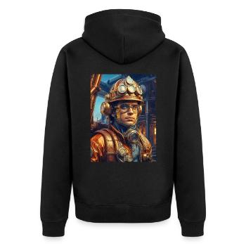 Steampunk Firefighter Man 1.34 - Unisex Premium Organic Zip Hoodie - black - Back - Nico (187cm)