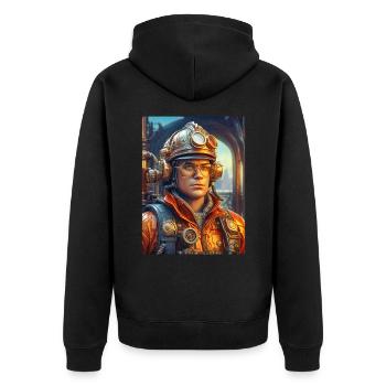 Steampunk Firefighter Man 1.37 - Unisex Premium Organic Zip Hoodie - black - Back - Nico (187cm)