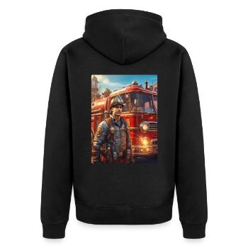 Steampunk Firefighter Man 1.40 - Unisex Premium Organic Zip Hoodie - black - Back - Nico (187cm)