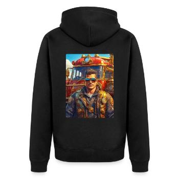 Steampunk Firefighter Man 1.36 - Unisex Premium Organic Zip Hoodie - black - Back - Nico (187cm)