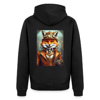 Steampunk Firefighter Fox 1.1 - Unisex Premium Organic Zip Hoodie - black - Back - Nico (187cm)