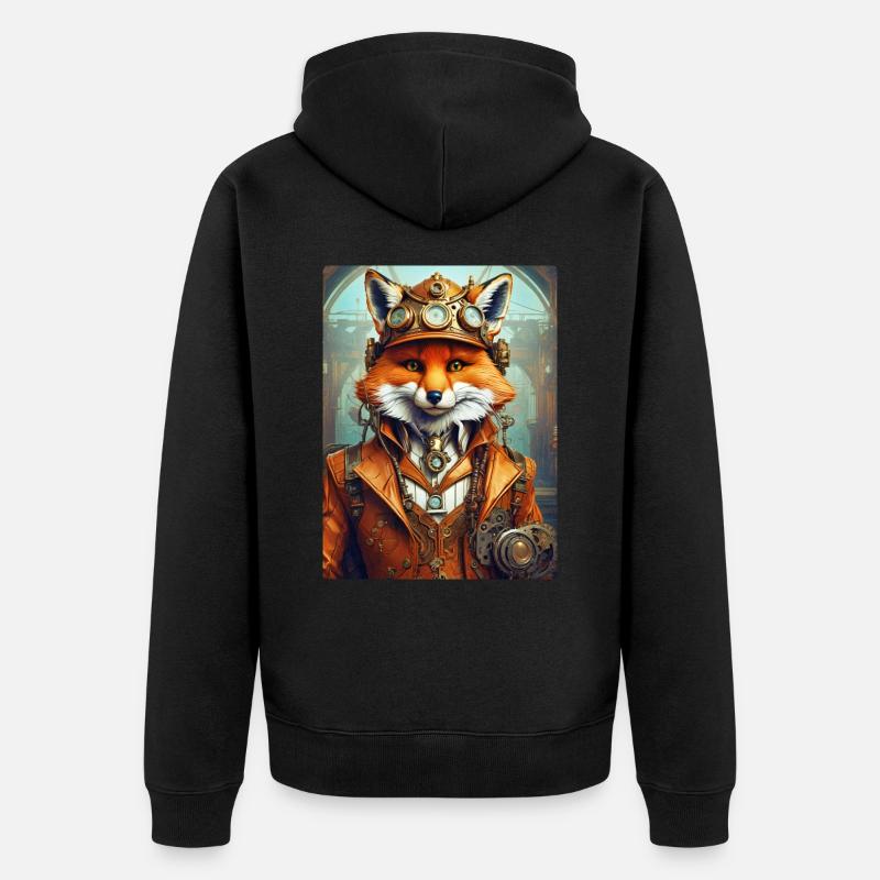 Steampunk Firefighter Fox 1.1 - Unisex Premium Organic Zip Hoodie - black