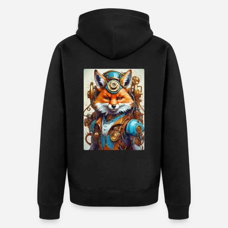 Steampunk Firefighter Fox 1.8 - Unisex Premium Organic Zip Hoodie - black