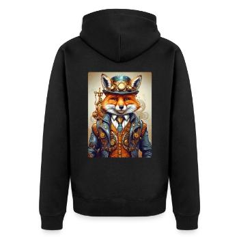 Steampunk Firefighter Fox 1.3 - Unisex Premium Organic Zip Hoodie - black - Back - Nico (187cm)