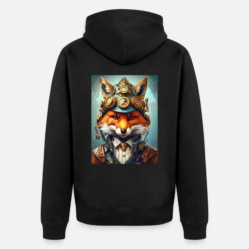 Steampunk Pompier Fox 1.4 - Veste à capuche bio Premium Unisexe - noir