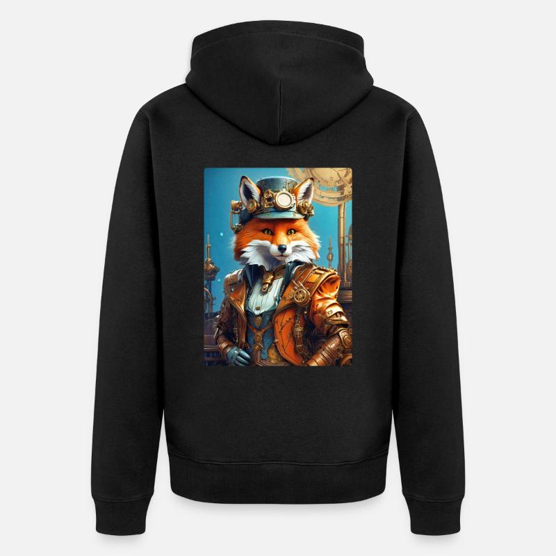 Steampunk Pompier Fox 1.5 - Veste à capuche bio Premium Unisexe - noir