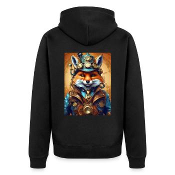 Steampunk Firefighter Fox 1.12 - Unisex Premium Organic Zip Hoodie - black - Back - Nico (187cm)