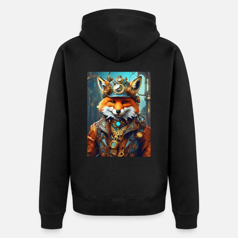 Steampunk pompier renard 1.15 - Veste à capuche bio Premium Unisexe - noir