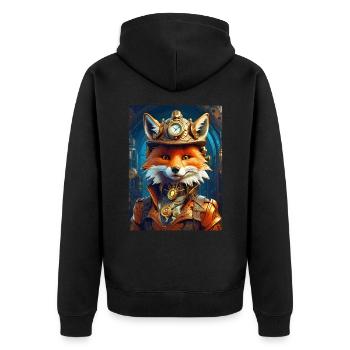 Steampunk Firefighter Fox 1.16 - Unisex Premium Organic Zip Hoodie - black - Back - Nico (187cm)