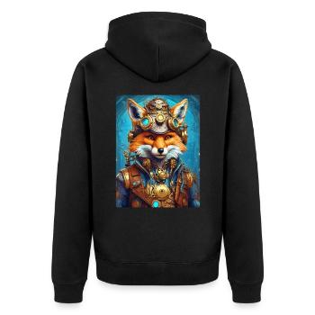 Steampunk Firefighter Fox 1.17 - Unisex Premium Organic Zip Hoodie - black - Back - Nico (187cm)