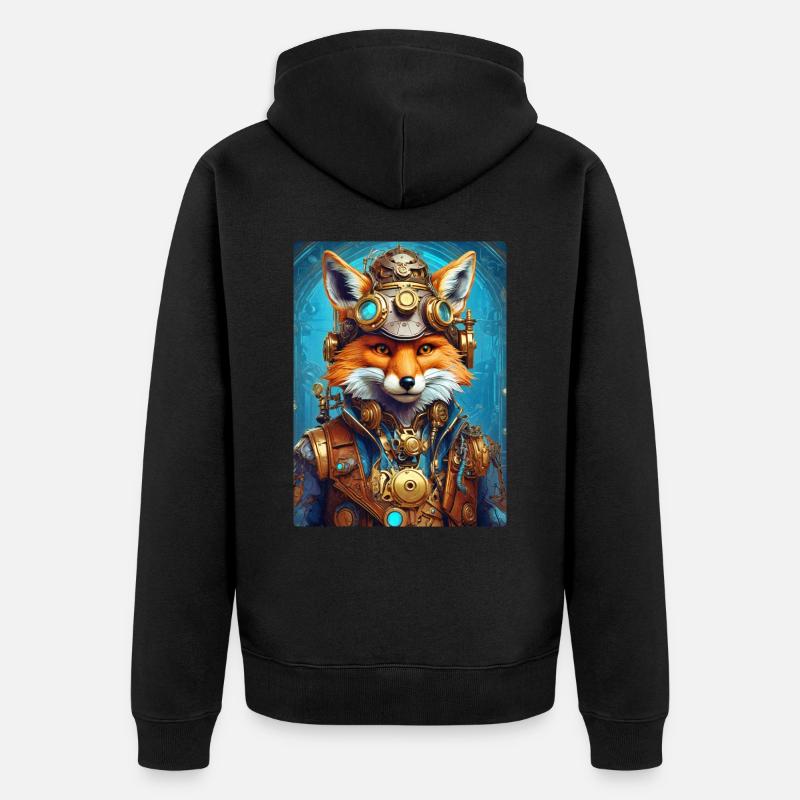 Steampunk Pompier Fox 1.17 - Veste à capuche bio Premium Unisexe - noir