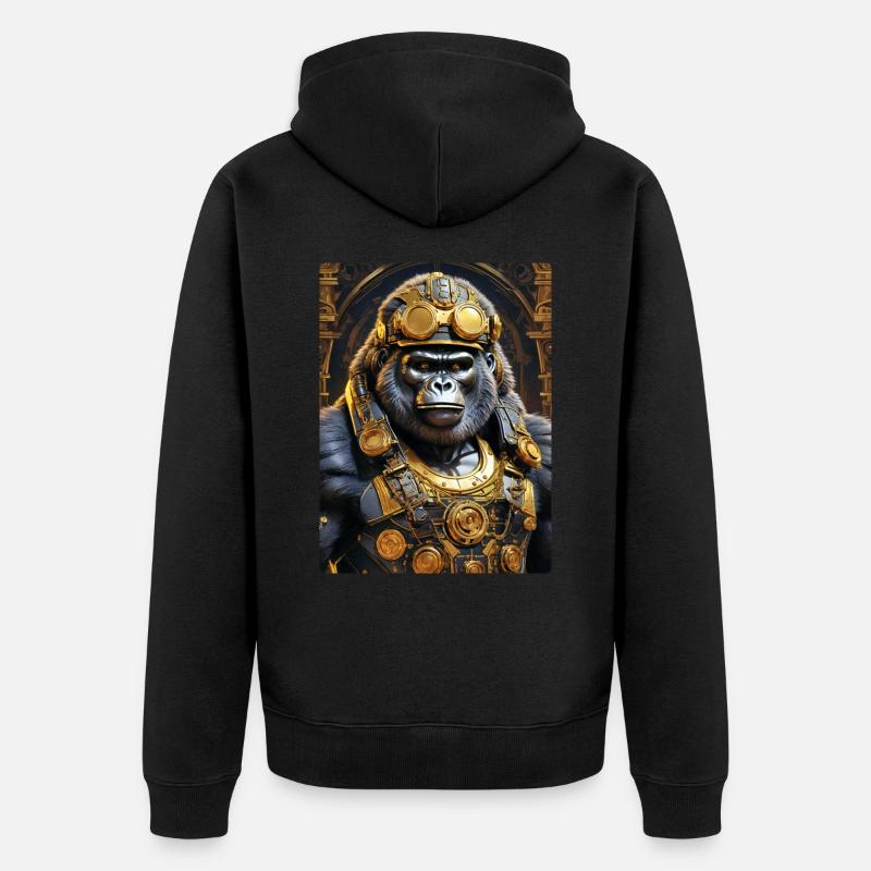 Gorille Steampunk 1.14 - Veste à capuche bio Premium Unisexe - noir