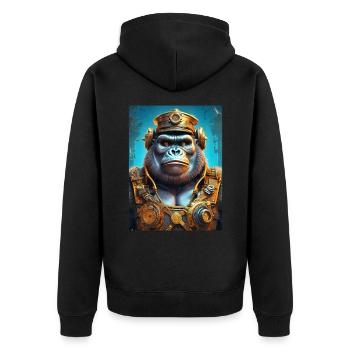 Gorille steampunk 1.3 - Veste à capuche bio Premium Unisexe - noir - Dos - Nico (187cm)