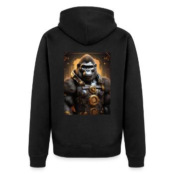 Gorille steampunk 1.10 - Veste à capuche bio Premium Unisexe - noir - Dos - Nico (187cm)