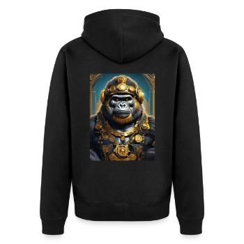 Gorille steampunk 1.7 - Veste à capuche bio Premium Unisexe - noir - Dos - Nico (187cm)