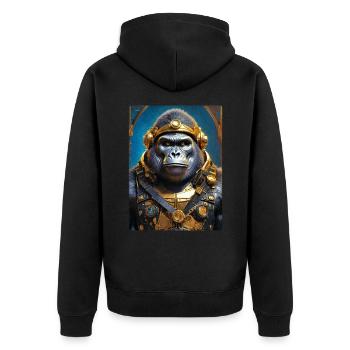 Gorille steampunk 1.12 - Veste à capuche bio Premium Unisexe - noir - Dos - Nico (187cm)