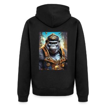 Gorille Steampunk 1.17 - Veste à capuche bio Premium Unisexe - noir - Dos - Nico (187cm)