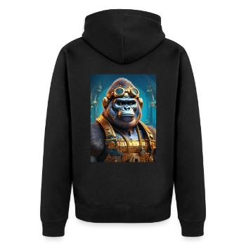 Steampunk Gorille 1.18 - Veste à capuche bio Premium Unisexe - noir - Dos - Nico (187cm)